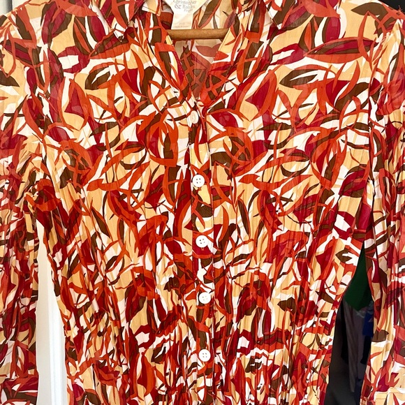 Y2K vintage sheer button down PS orange abstract top women’s small - Picture 2 of 4